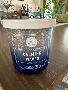 DW Home Calming Waves Glitter Ombre Candle - Blue and Silver